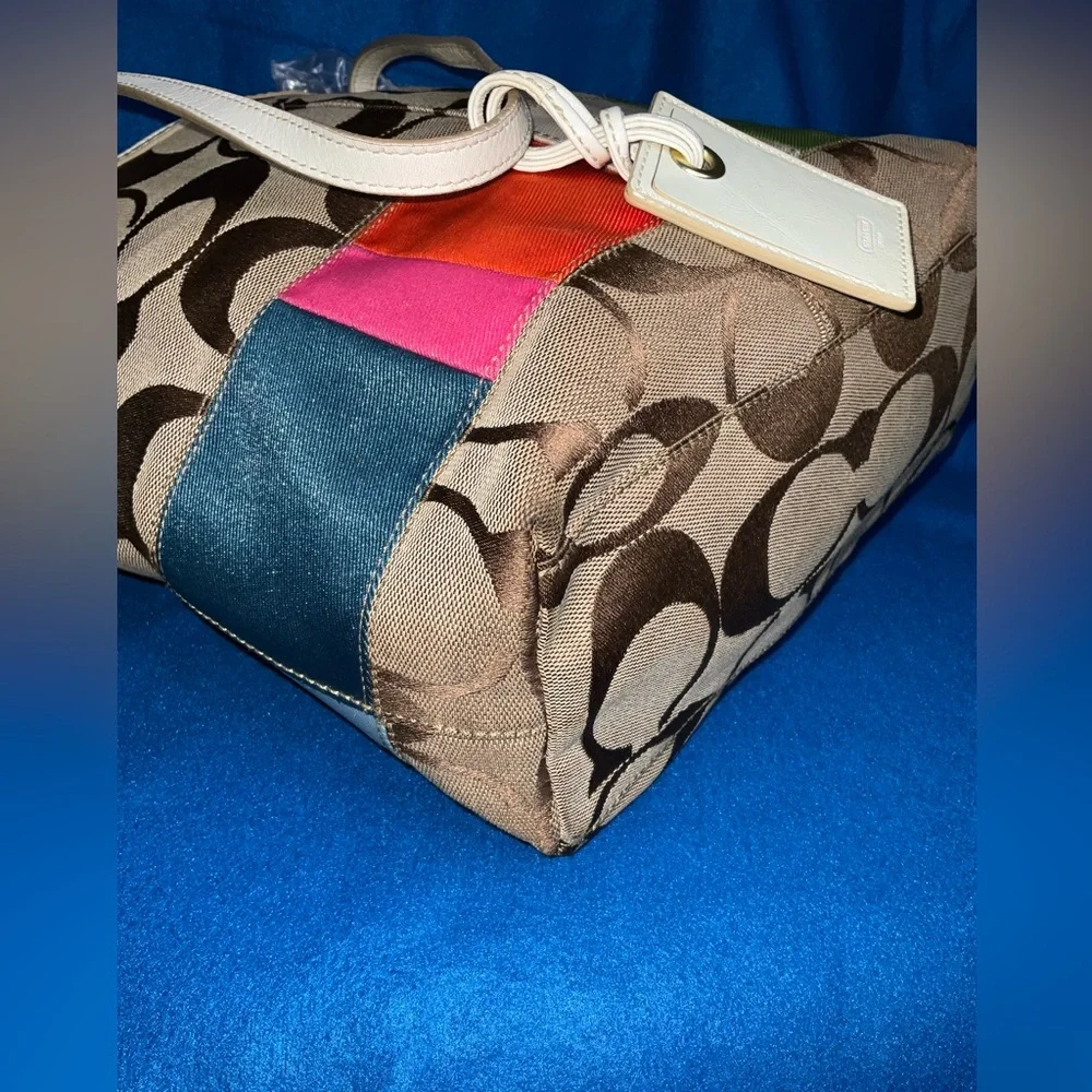 Coach Legacy multi stripe tote bag EUC.